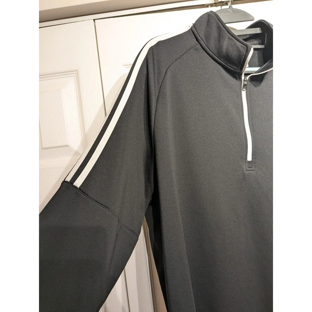 Adidas Pullover Men XL Black French Terry 1/4 Zip Golf UPF 50 Mock Nk NWT